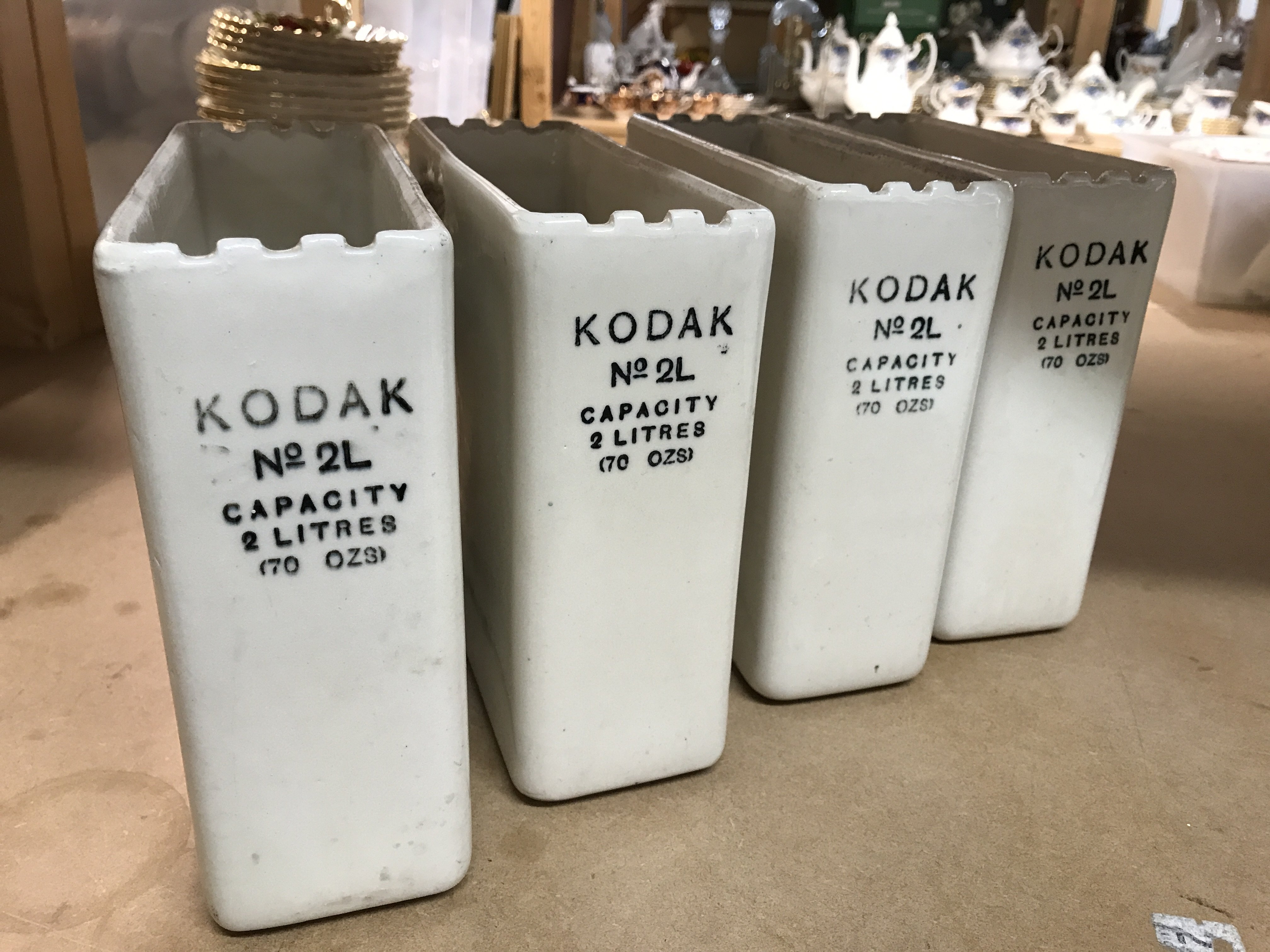 Four pottery KODAK development baths