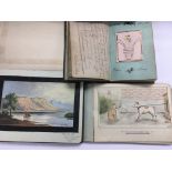 Three early 20th Century note books containing various drawings, paintings and poetry.