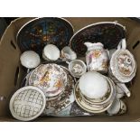 A box of various ceramics comprising mainly Crown