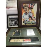 A miniature cricket bat signed by Sir Bobby Robson