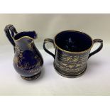 A Victorian Staffordshire blue glazed 2 handled lo