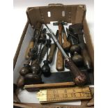 A quantity of vintage wood working tools.