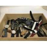 An assorted box of watches, mostly working. including rotary, Thomas cabri etc.