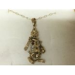 Clown 9ct gold with stones on chain 9ct (2.4 grams