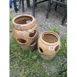 2x terracotta strawberry planters