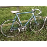 A vintage Raleigh Rapide racing bike.Campagnlolo gears finished in pale blue.