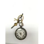 A silver and enamel Swiss key wind pocket watch.