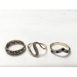 3 9ct gold rings - one is an eternity ring, one a