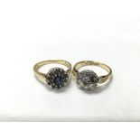 Two 18ct illusion set diamond and stone rings. Bot