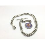 A silver Albert watch chain with attached Essex Co