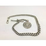 A silver Albert watch chain marked sterling and at