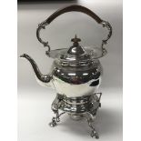 A James Deakin & Son silver spirit kettle and burn