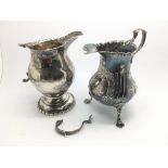 Two Georgian silver cream jugs, one a/f.