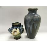 Two pottery vases, one of baluster form with a run