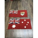 Two naval tiller flags. One is the Australian red