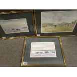 Three framed watercolours, two of Leigh on Sea and