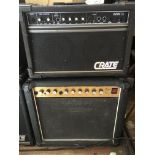 A Marshall 75 Reverb guitar amplifier and a Crate
