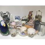 A collection of ceramics and glass including a gla