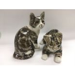 Two Winstanley pottery cats, the tallest approx 24