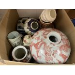 A box of mixed oriental ceramics.