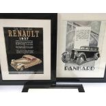 Three framed advertising prints comprising a 1937