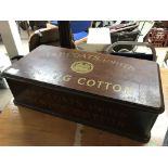 A mahogany cased trade counter sewing box fitted w