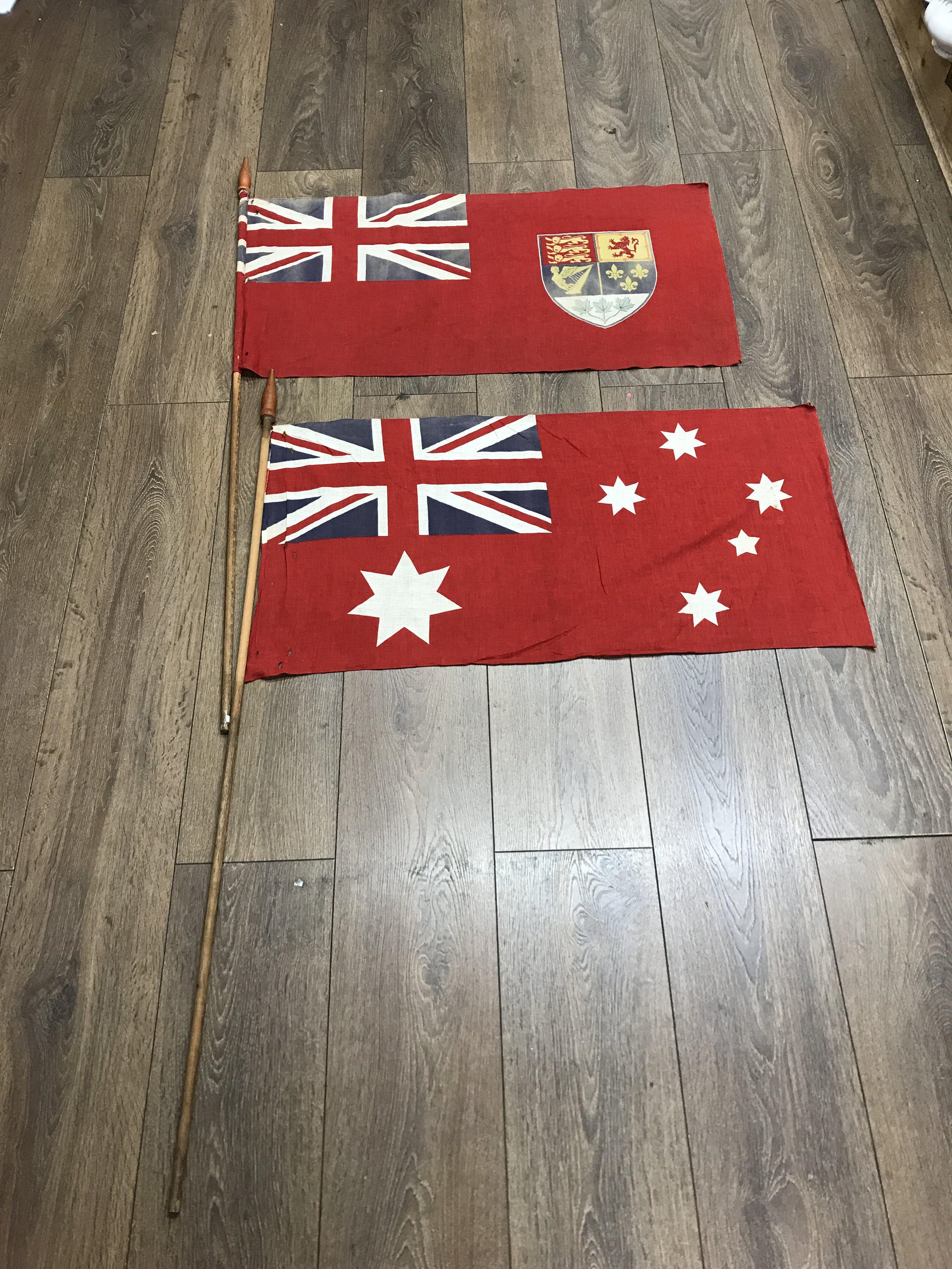 Two naval tiller flags. One is the Australian red - Image 2 of 2