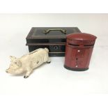 Two money boxes in the of a pig and a letter box t