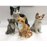 Three Winstanley pottery cats and one by Just (4),