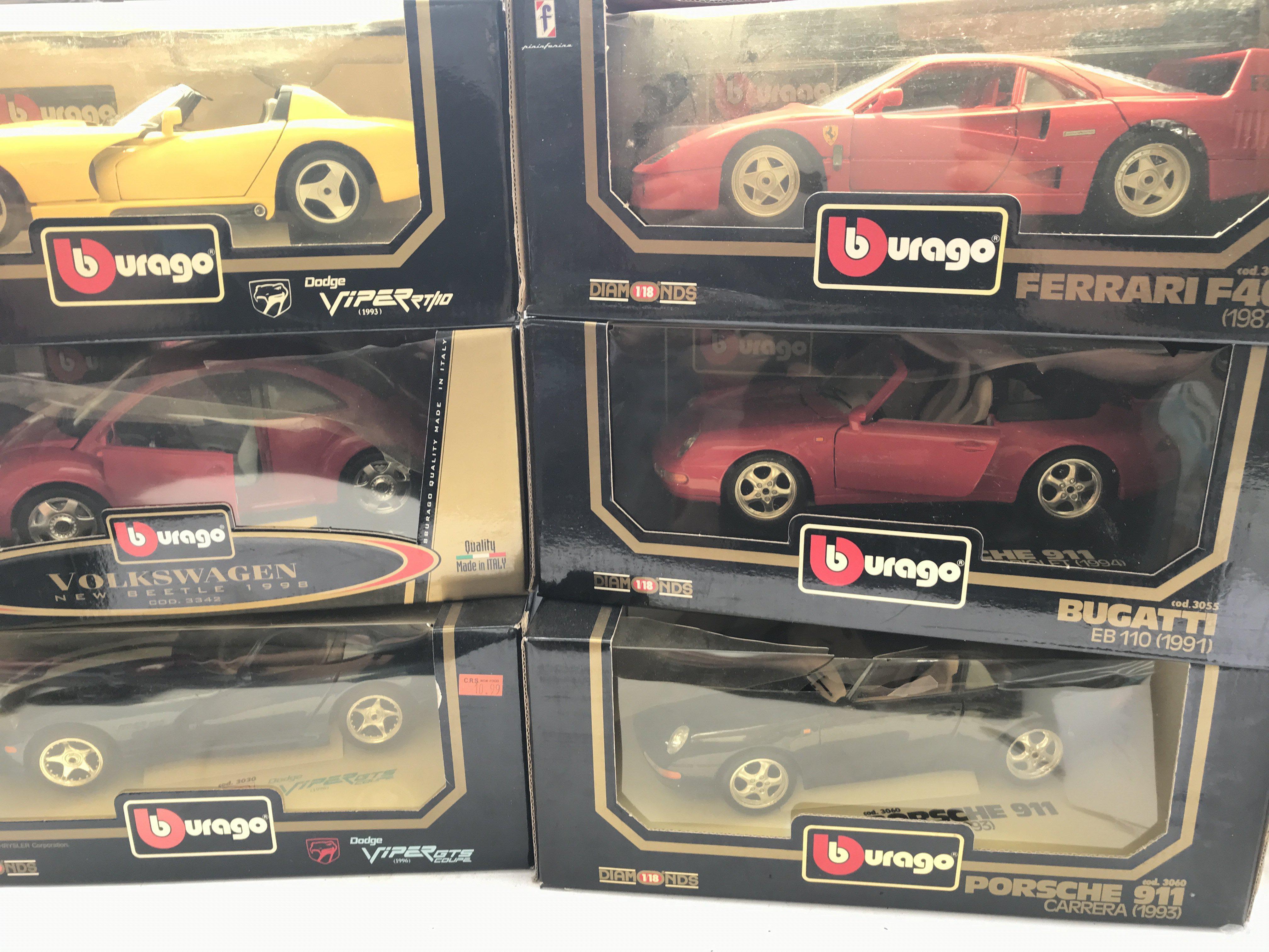 A Box Containing 6 X Burago Vehicles Boxed 1/18 Sc - Image 2 of 2