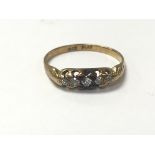 An 18ct gold five stone 1920s ring. The approximate ring size is P.