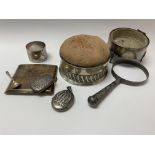 A collection of hallmarked silver items including