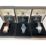 3 Boxed Hugo Buscher wristwatches (all quartz move