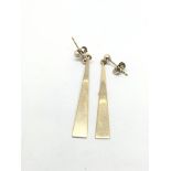 A pair of gold drop earrings, approx 2.4g.