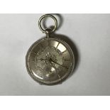 A silver case pocket watch with silver dial .