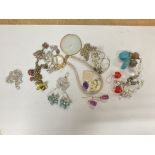 A collection of sterling silver and semi precious