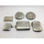 Five silver vesta cases and a silver snuff box (6)