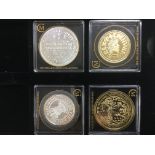 Four silver and gold plated proof coins from the Millionaires collection with COA ps comprising