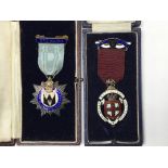 2 hallmarked silver and enamelled Masonic medals, both cased - NO RESERVE