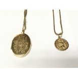 9ct locket and St Christopher with chains.