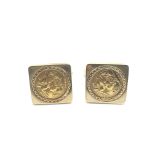 A pair of gold sovereign cufflinks, 1905 and 1906,