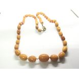 A Vintage butterscotch amber graduating bead neckl