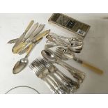 A collection of silver plated kings patterned cutlery and other cutlery (a lot) - NO RESERVE