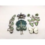 A collection of silver enamel jewellery including