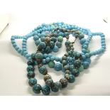 A collection of Vintage polished Turquoise and gre