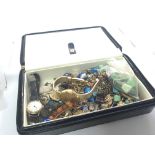 A jewellery box containing watches and other mixed