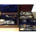 A collection of cutlery and silver plated items.