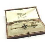 A Quality 15ct gold bar brooch set with sapphire a