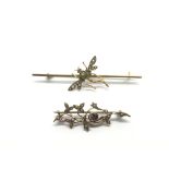 Two 9ct gold Edwardian brooches set with seed pear