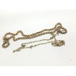 A 9carat gold rope chain necklace and one other go